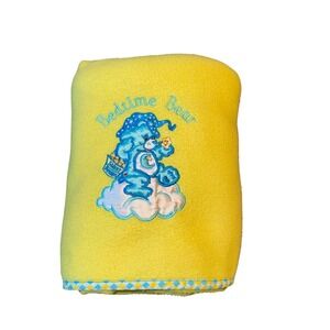 Care Bears Baby Blanket Bedtime Bear Sweet Dreams Yellow Fleece Lovey 41x30" Y2K